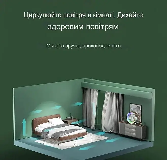 Акумуляторний настільний вентилятор Fan F2 Портативний складна міні USB ветродуйка LED-підсвічування Білий - фото 7