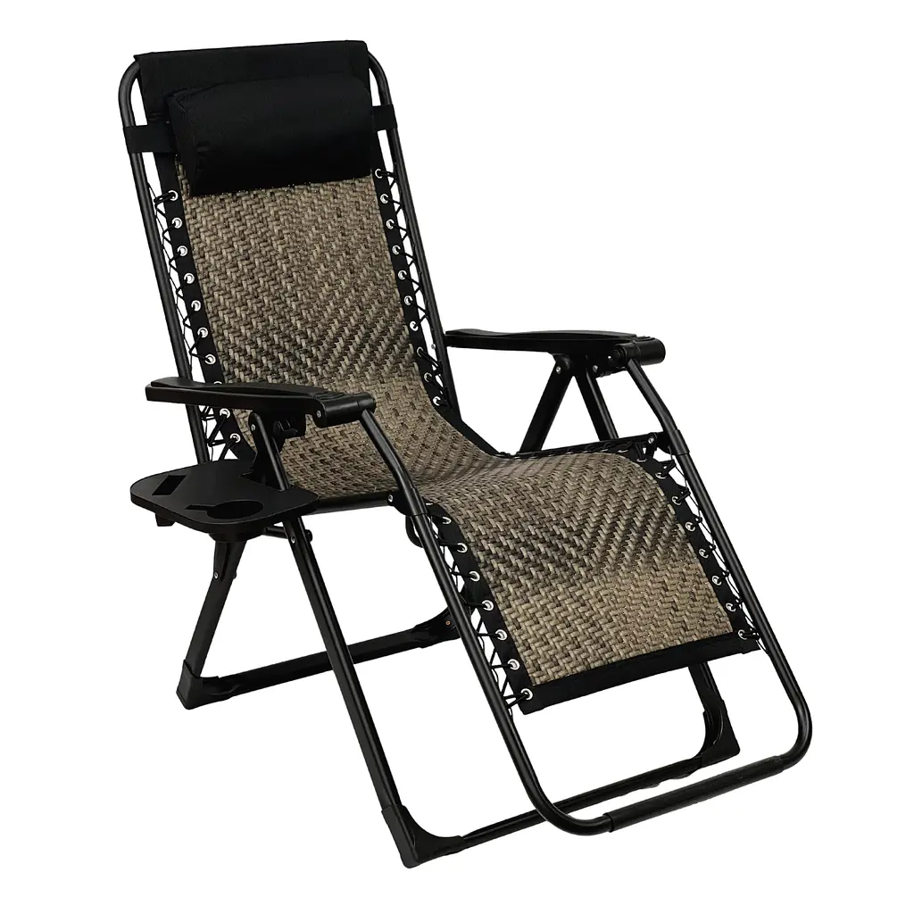 Розкладне крісло шезлонг LEOBRO Zero Gravity Premium Grey Rattan (LB-ZGC-G2-RG) - фото 2