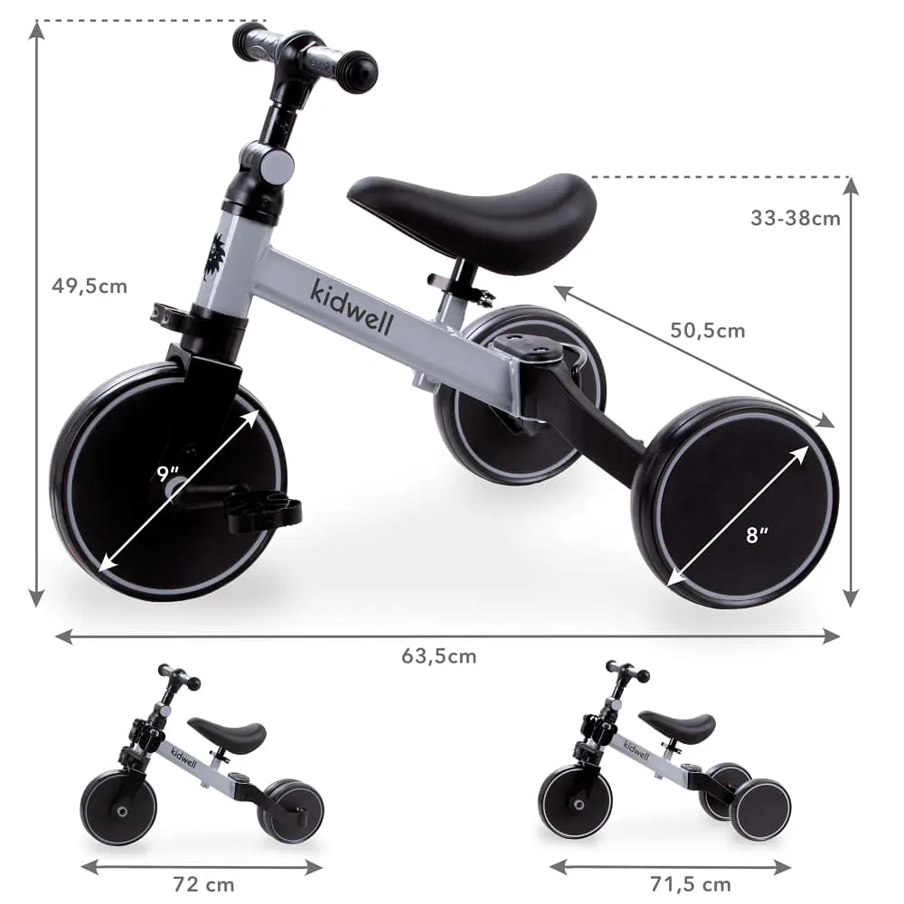 Детский велосипед Kidwell Pico 3 в 1 gray (5901130084180) - фото 7