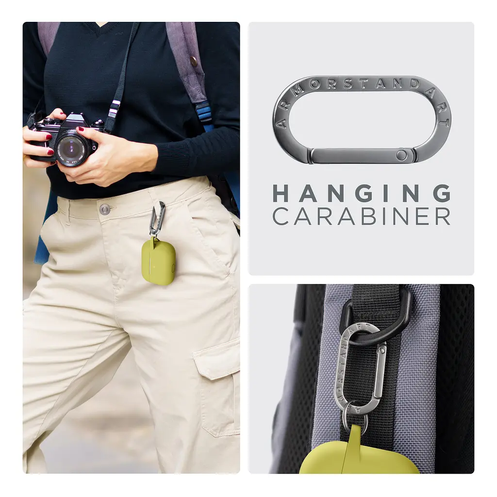 Силіконовий чохол для навушників Apple AirPods Pro, Hang Case, жовтий, ультратонкий захисний кейс товщиною 2 мм, захист від подряпин, пилу та ударів, компактний, з карабіном для кріплення, ArmorStandart (ARM56072) - фото 6
