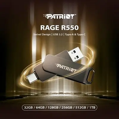 USB флеш накопитель Patriot 64GB Rage R550 Matte Black USB/Type-C 3.2 (PE64GR550DSAD) - фото 5