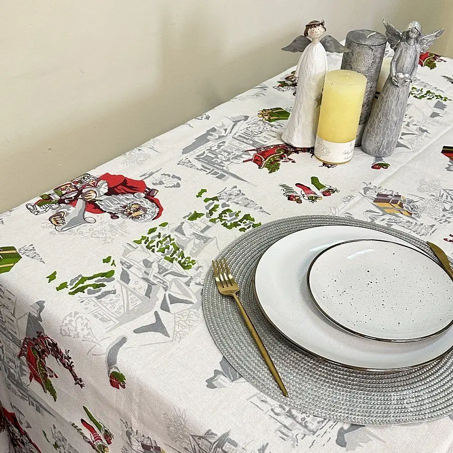 Скатерть Ecotton 29113-1 Снежная зима рогожка 180х150 см (24208) - фото 2