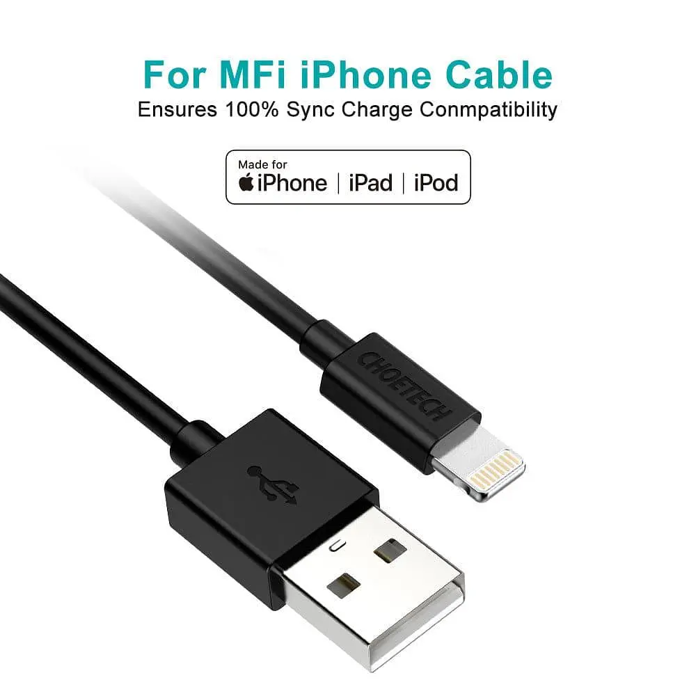 Кабель Choetech Lightning USB 2.0 AM to Lightning 1.8m Black (IP0027-BK) - фото 2