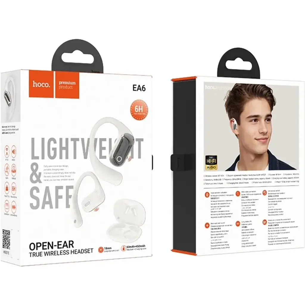 Наушники Hoco EA6 Melody open true wireless BT headset Milky White - фото 2