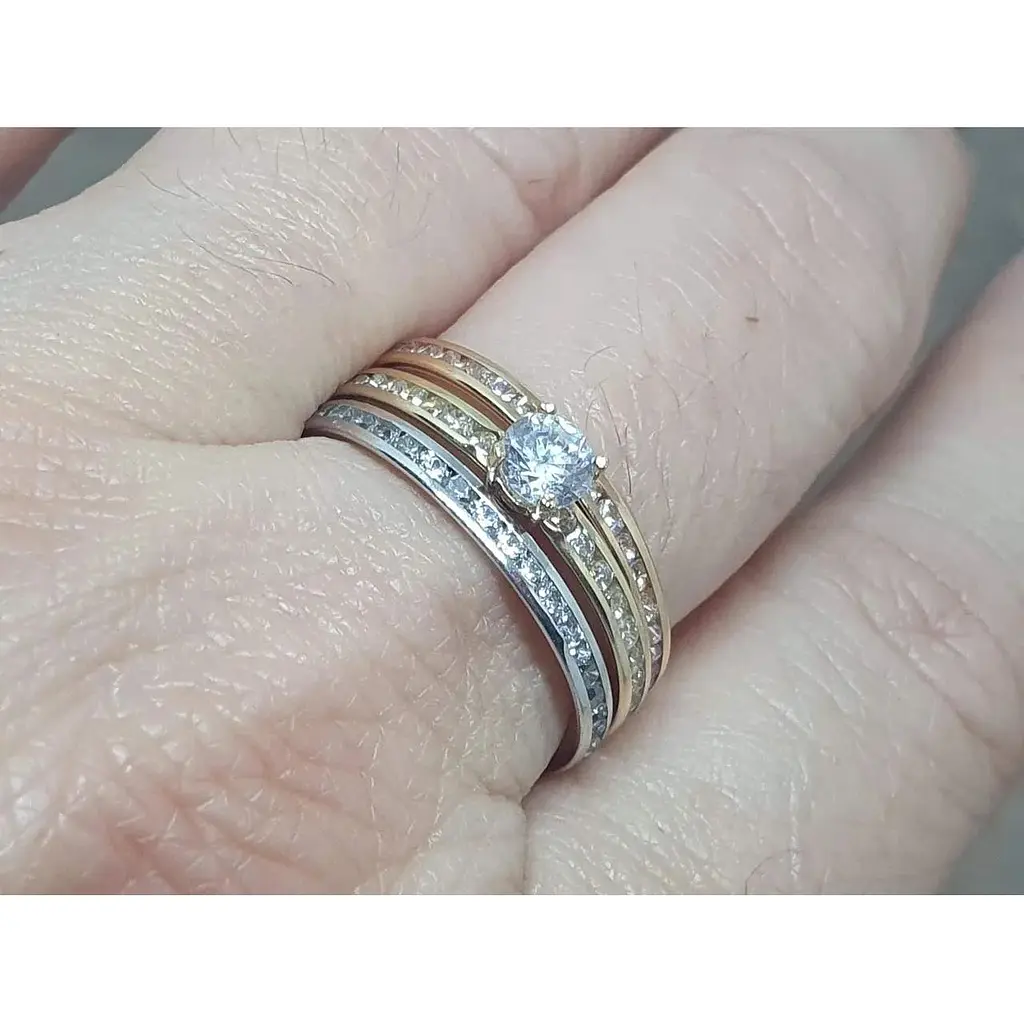 Золоте кільце Столична Ювелірна Фабрика 3 в 1 з фіанітами. 154488 18 - фото 2