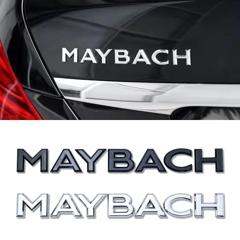 Емблема напис Maybach глянцева Чорна 195 мм Пластик на скотчі (Завод) - фото 3
