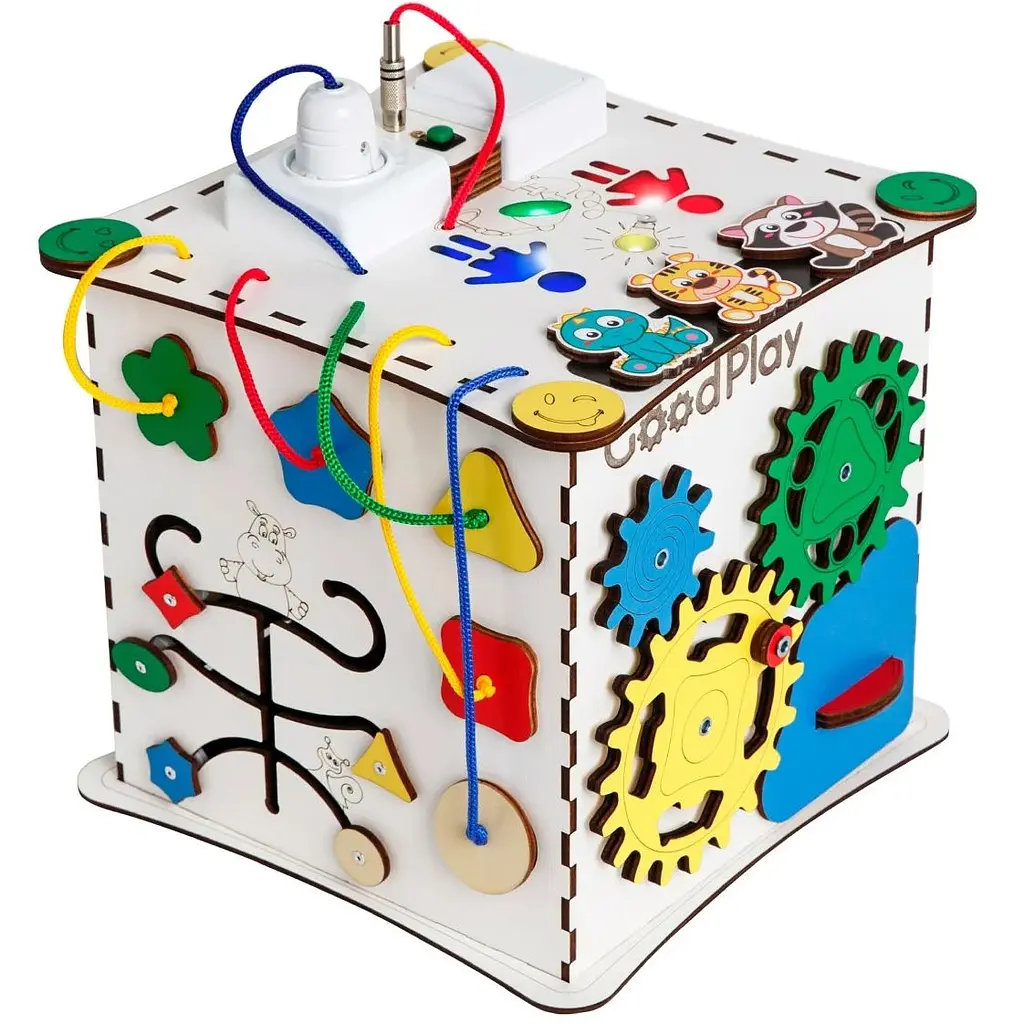 Бизикуб GoodPlay с подсветкой развивающий 25х25х25 см (K009) - фото 7