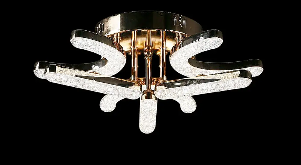 Люстра стельова LED Splendid Ray LT873/3+3, 80W, димер, золото, білий, сучасний стиль для дому - фото 4