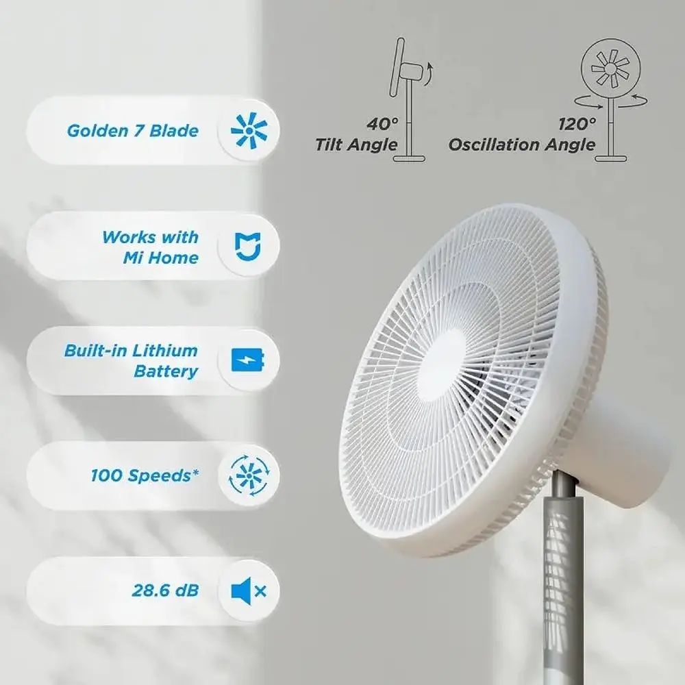 Вентилятор Smart Mi Standing Fan 2s Wi-Fi беспроводной напольный на аккумуляторе  - фото 10