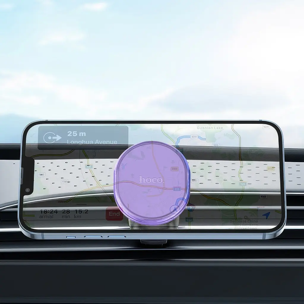 Магнітний тримач для смартфона в машину фіолетовий Hoco H1 Crystal magnetic - фото 4