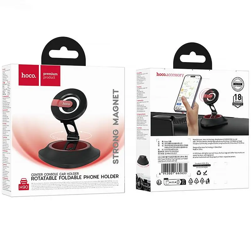 Автоутримувач H90 Tower magnetic (dashboard) Black Hoco teh0029282 - фото 6