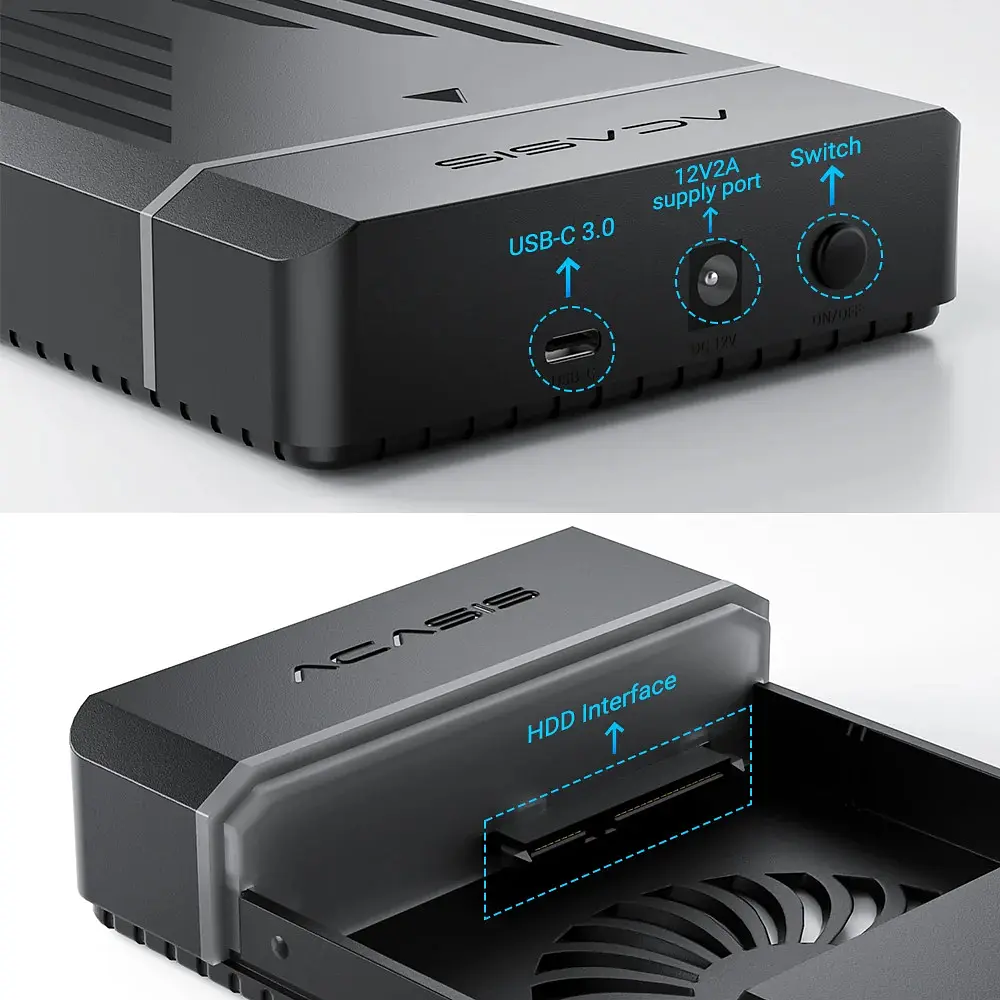 Корпус для жорсткого диска ACASIS EC-5351C USB 3.0 до 30 ТБ для SATA 2,5/3,5 дюйма (Чорний) - фото 3