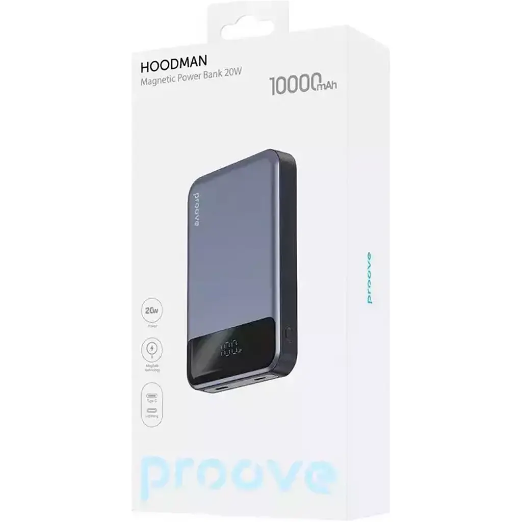 Внешний аккумулятор Proove Hoodman Magnetic 10000mAh 20W Grey (PBH120010003) [108232] - фото 5
