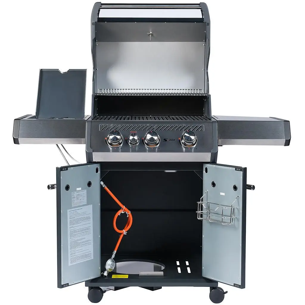 Газовый гриль Santos S-301 Black с боковой горелкой, черный (900235) - фото 4