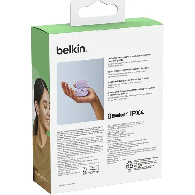 Навушники Belkin Soundform Bolt True Wireless Lavender - фото 7