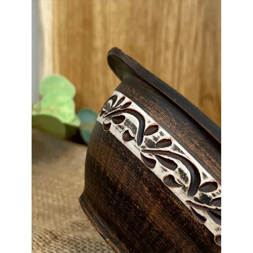 Бульйонниця керамічна (глиняна) різьблена 600 мл Ангоб - фото 6