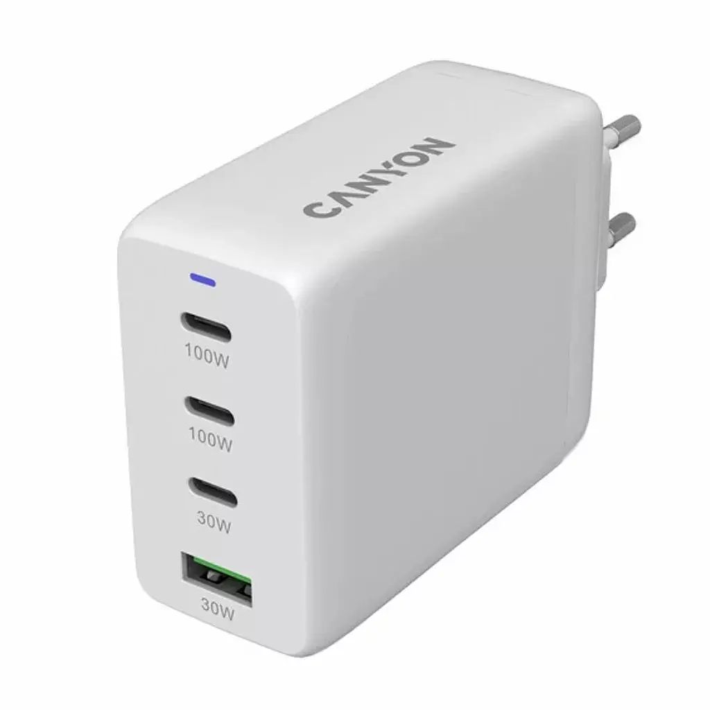 Зарядний пристрій Canyon CU100ACC GaN 100 Вт 3xPD 1xQC EU білий (CNS-CUW100ACC) - фото 3