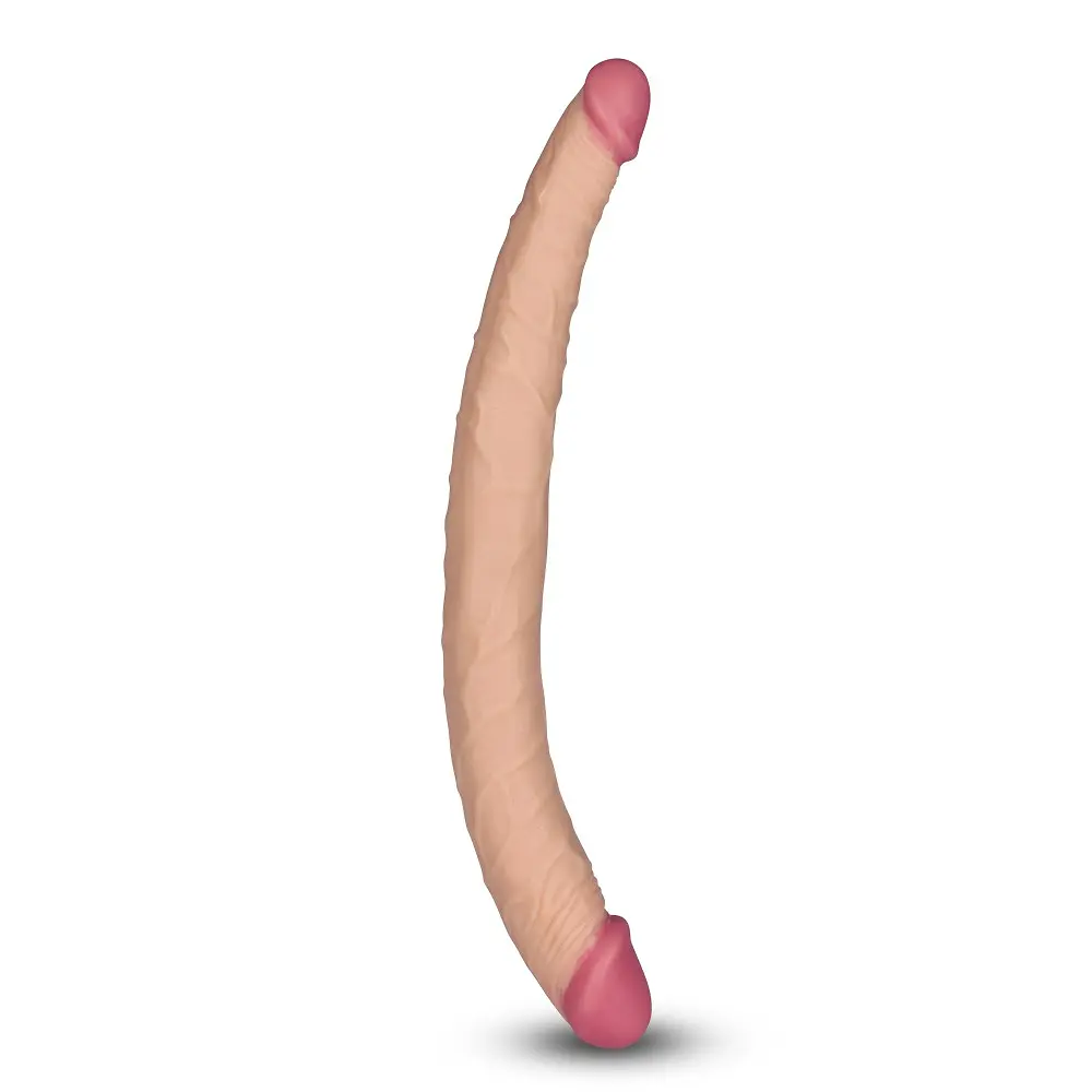 Двосторонній фалоімітатор LoveToy King Size Ladykiller 36.5 см тілесний - фото 8