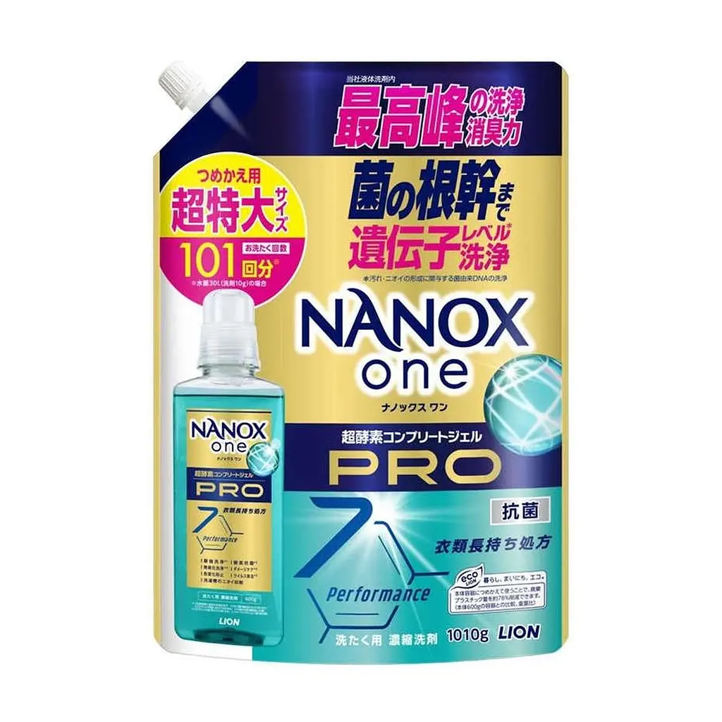 Японський концентрований гель для прання Lion NANOX one PRO, аромат пудрового мила, поповнення 1010 г