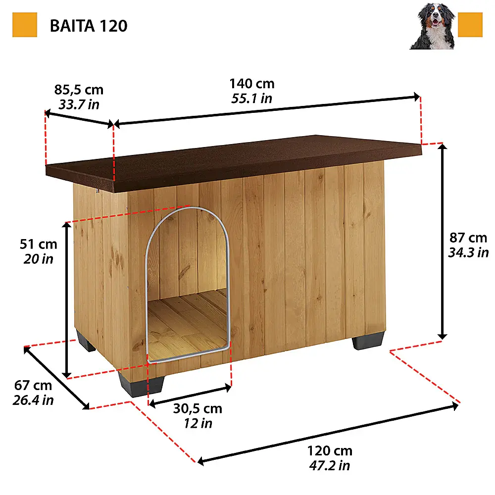 Будиночок для собак Ferplast Kennel Baita 120 140×85,5×87 см 87017000 - фото 2