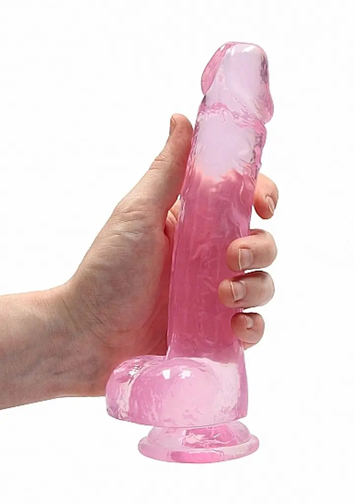 Фаллоимитатор RealRock Crystal Clear 8" 21 см (розовый) - фото 13