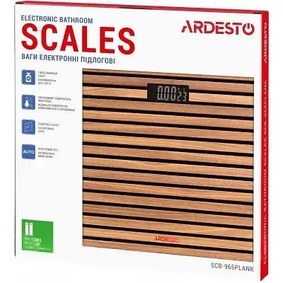 Напольные бытовые весы Ardesto SCB-965-Plank стеклянные весы для дома 150 кг Коричневый/Черный - фото 3