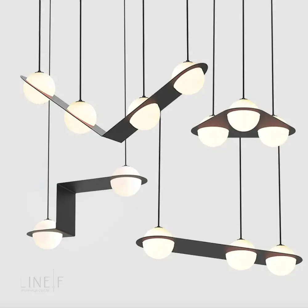 Подвесная люстра с тремя плафонами в сферических мотивах Ст. 922/3 BK+WT | Line F - фото 7