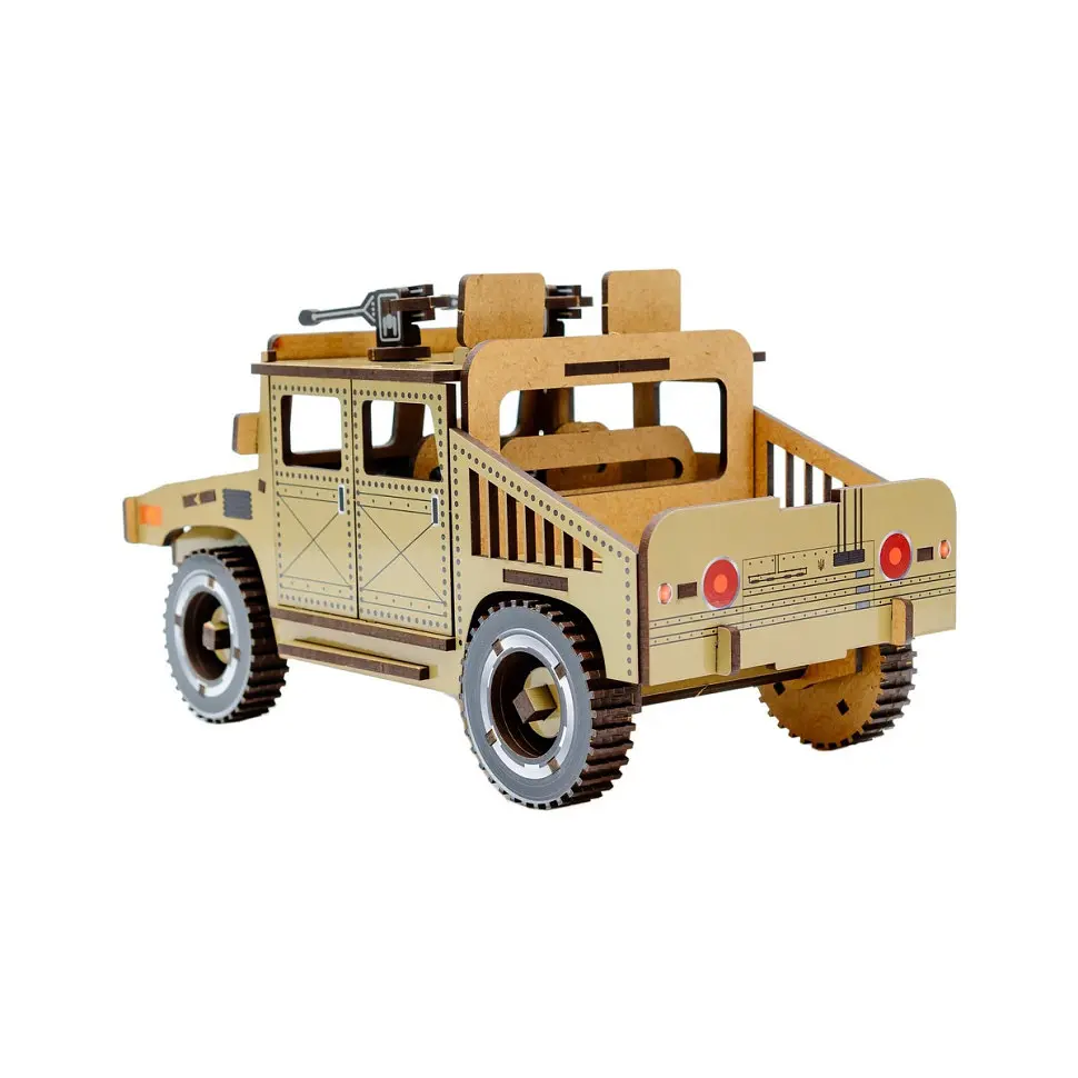 Дерев'яний 3D конструктор "Humvee" 100 деталей PuzzleOK det0016059 - фото 4
