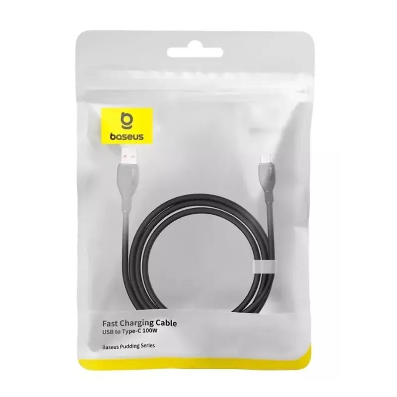 Кабель Baseus Pudding Series Fast Charging Cable USB to Type-C 100W 2 м Cluster черный - фото 2