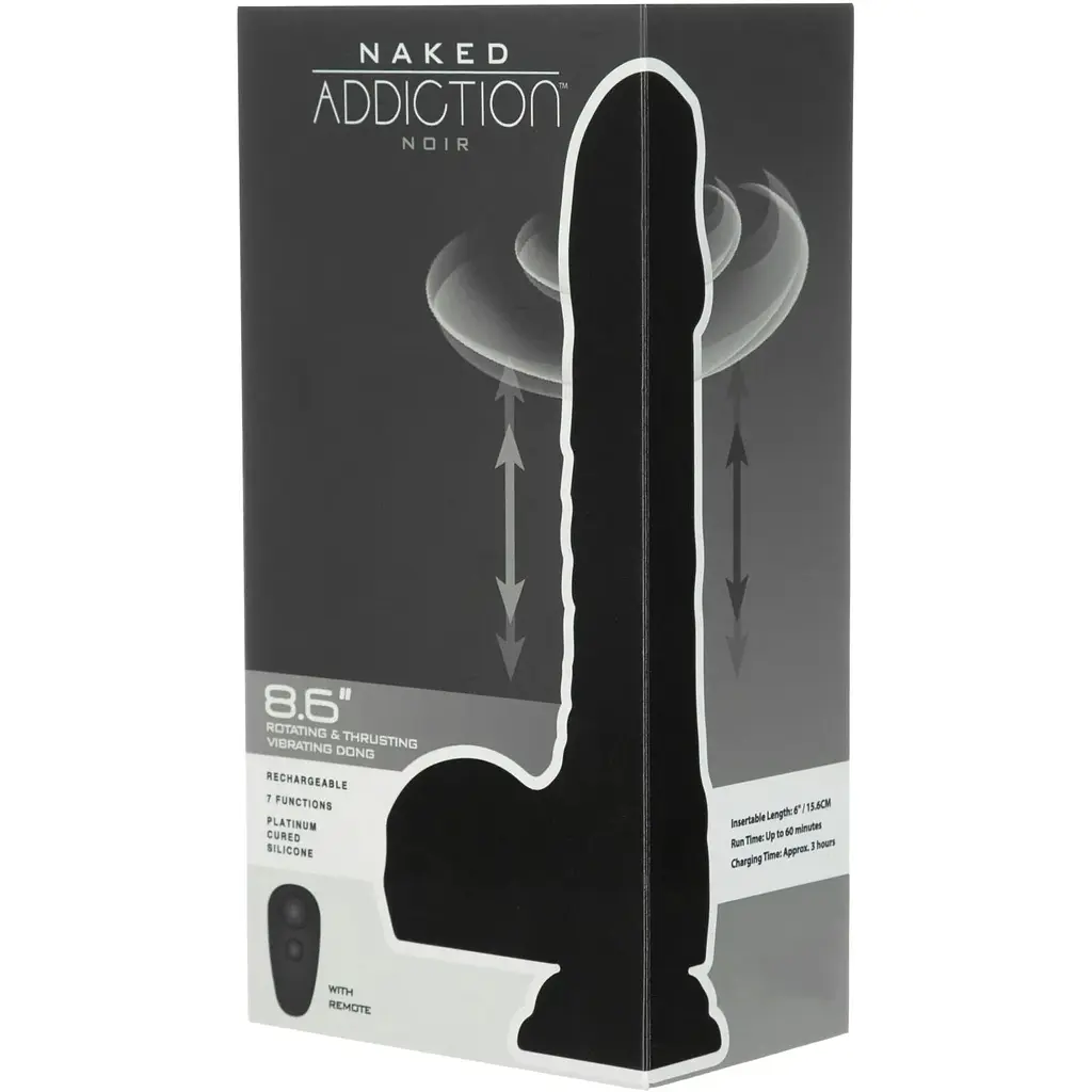 Вібро-фалоімітатор з ротацією та пульсацією Addiction Naked 8.6 Noir - фото 9