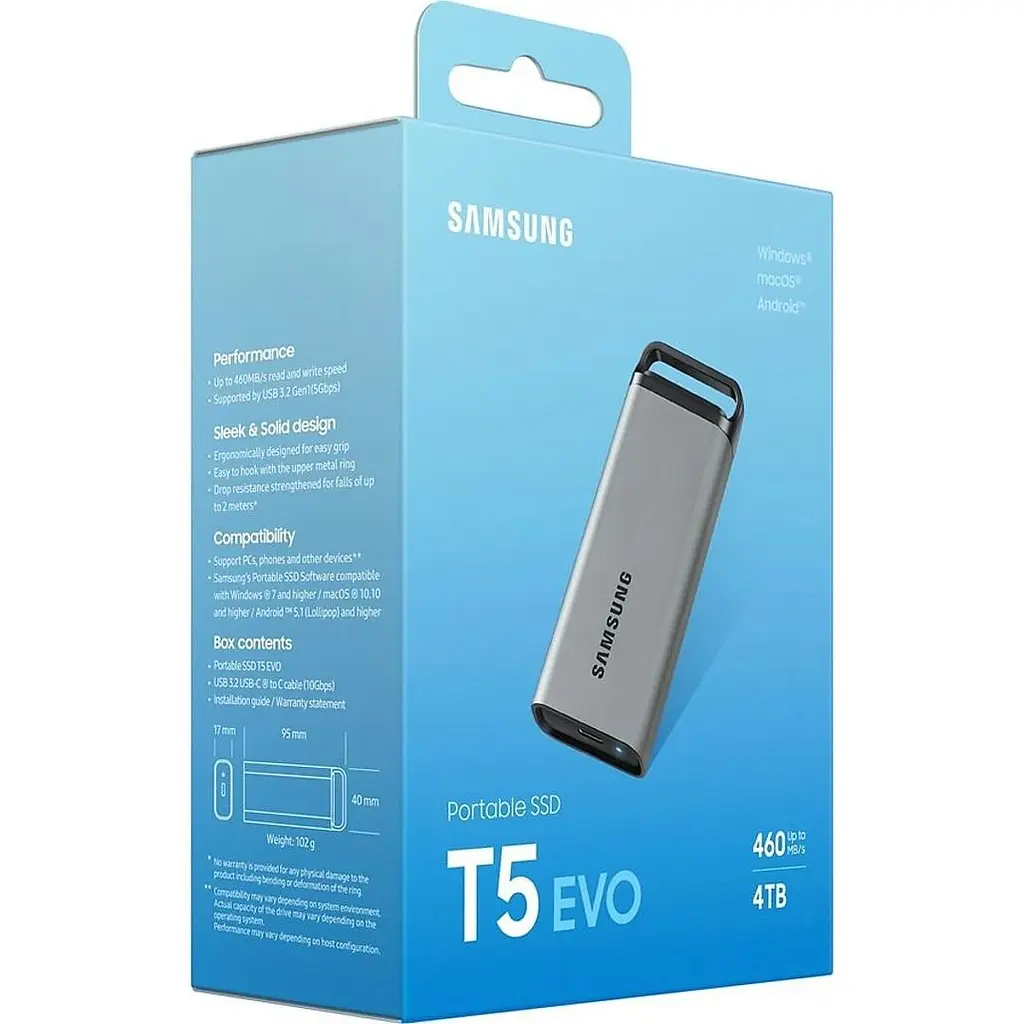 Внешний SSD накопитель Samsung T5 EVO 4TB Gray (MU-PM4T0G) [161504] - фото 11