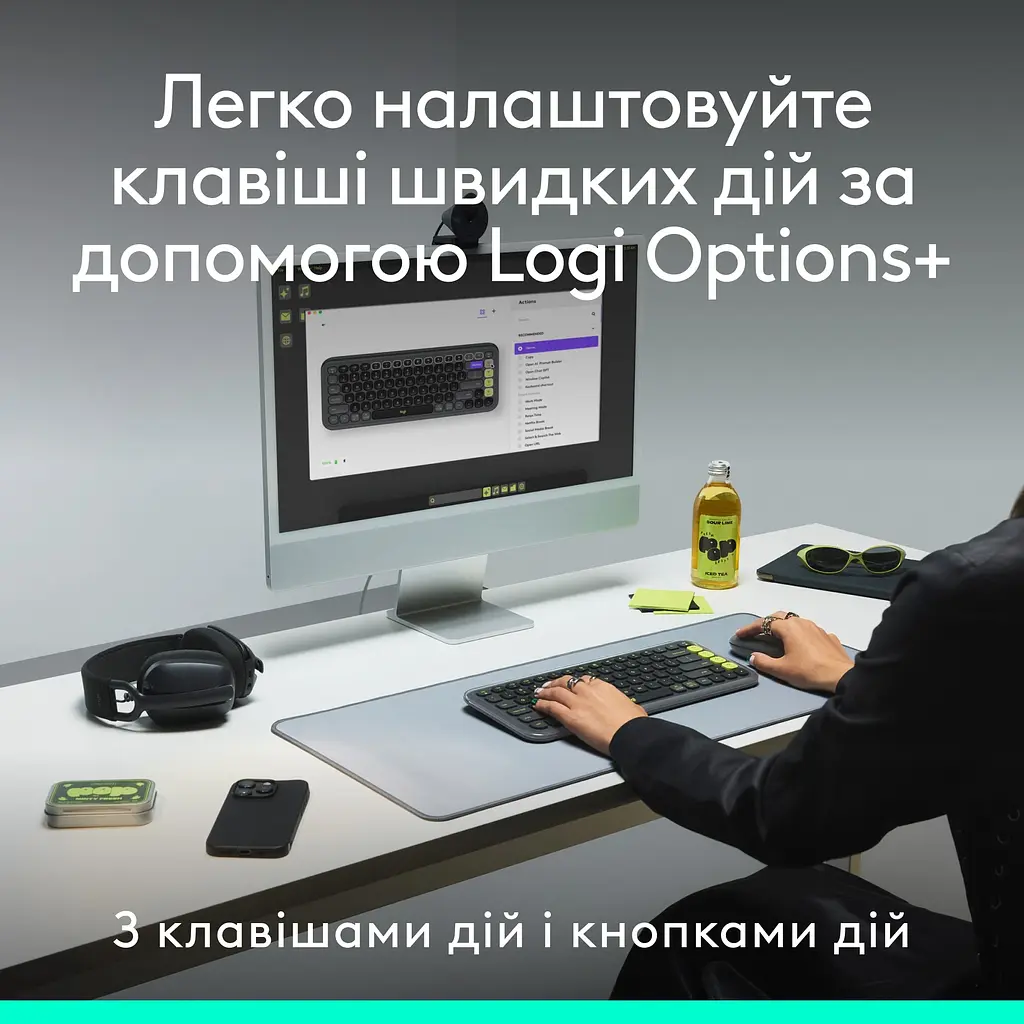 Комплект (клавіатура, миша) бездротовий Logitech Pop Icon Combo Graphite (920-013156) - фото 5