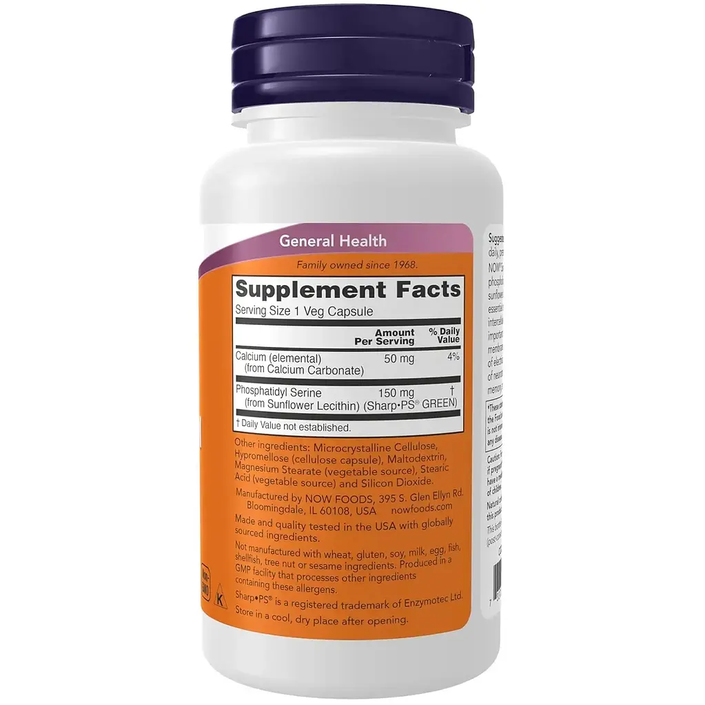 Фосфатидилсерин Now Foods Soy-Free Phosphatidyl Serine 150 мг 60 веганських капсул - фото 2