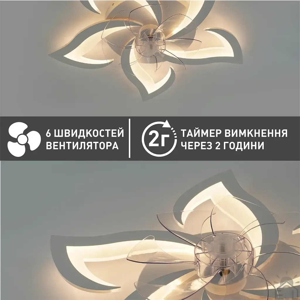 Смарт люстра з вентилятором керована світлодіодна FAN ELLA 72 Вт + 18 Вт 680x120 мм Бiла ESLLSE - фото 6