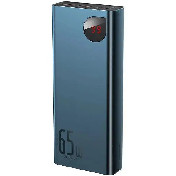 Павербанк Baseus Adaman Metal мощный для ноутбуков телефонов 20000 mAh 65W синий + кабель USB to Type-C - фото 3