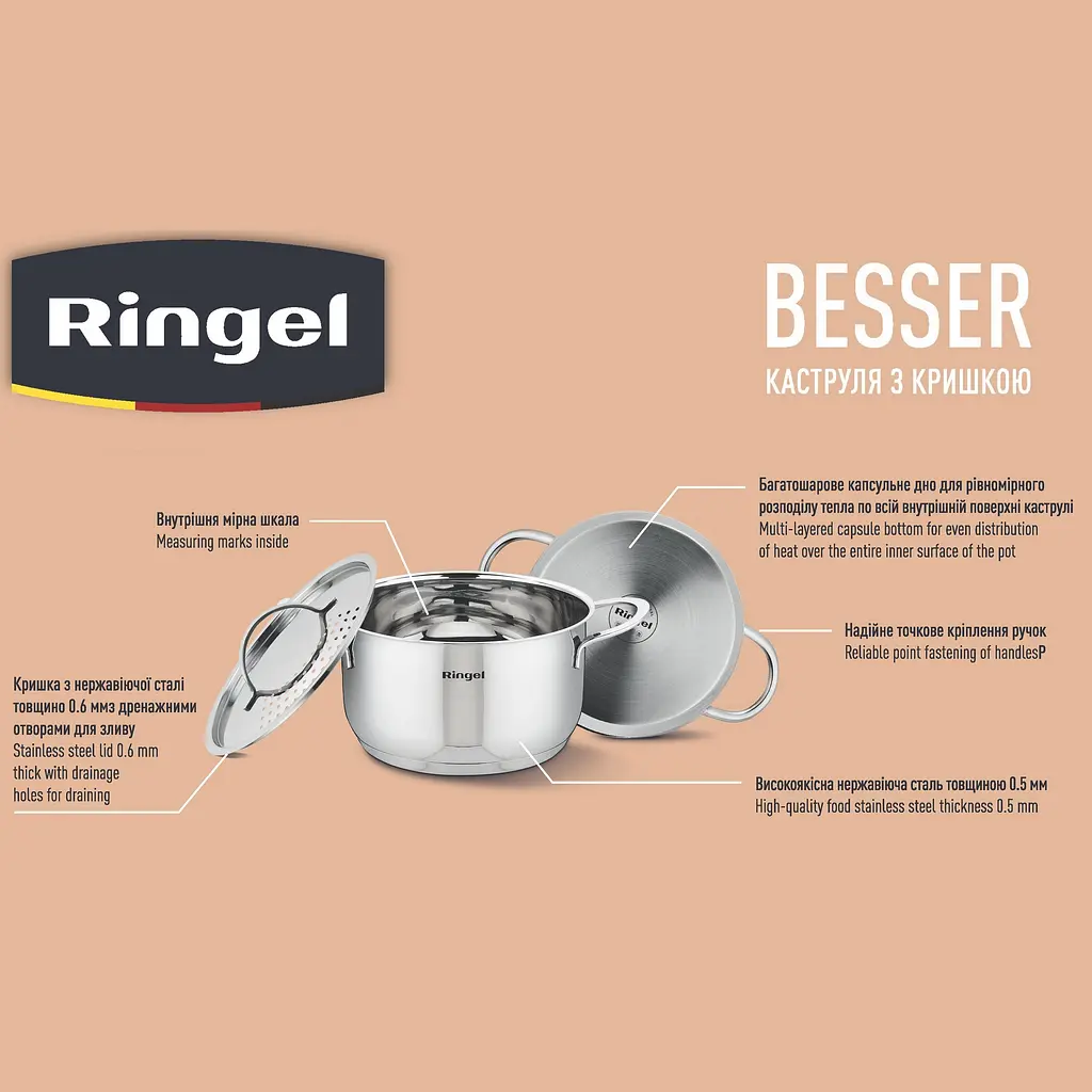 Каструля Ringel Besser 1.6 л 16 см kuh0016450 - фото 4