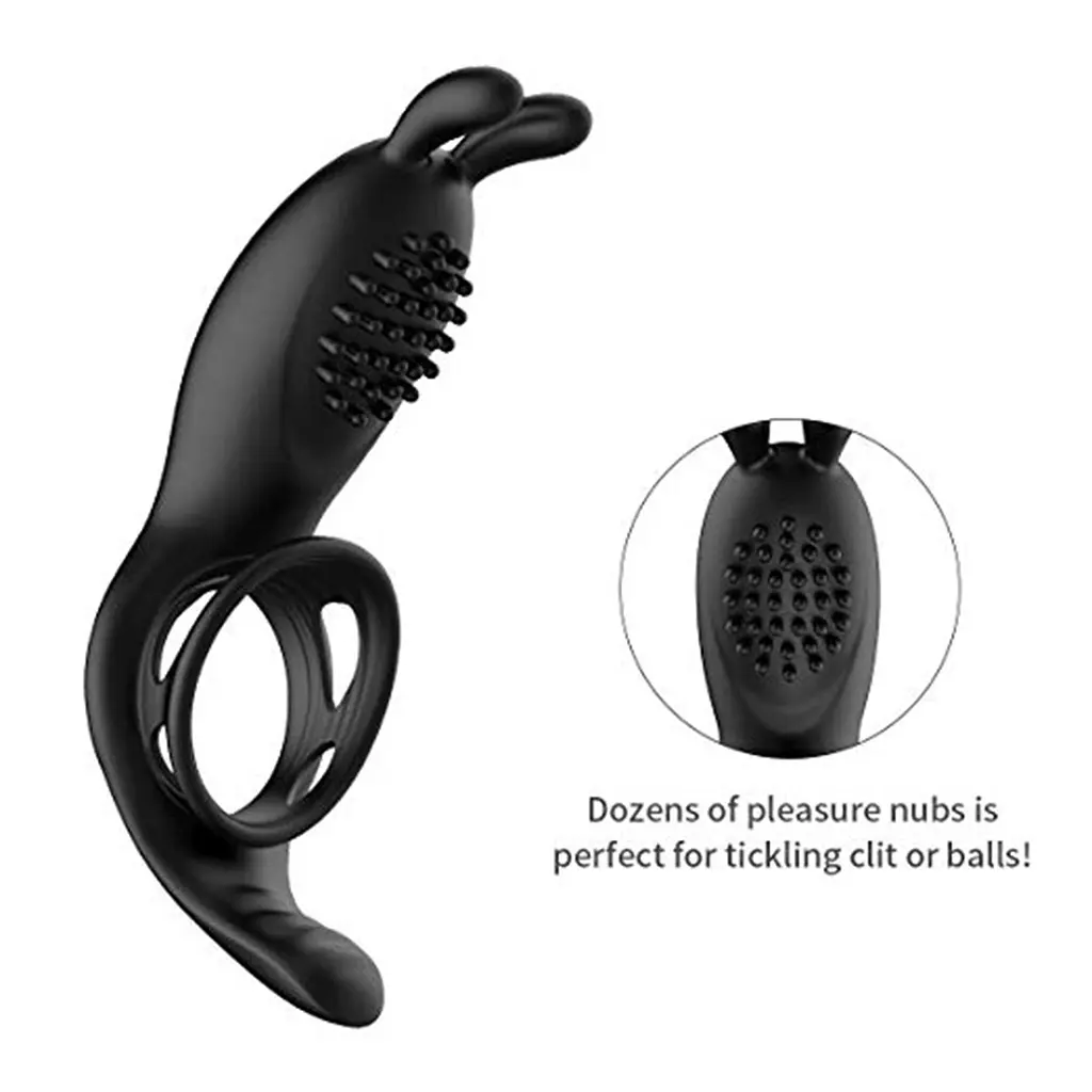 Ерекційне кільце B - Series Cute Rabbit Vibration, 11.7 см (чорний) - фото 7