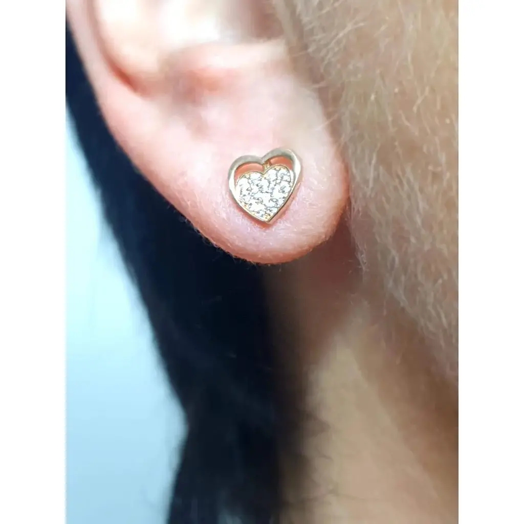 Золотая моносерьга/сережка для пирсинга хеликса Ameris Сердечко. 210105 - фото 2