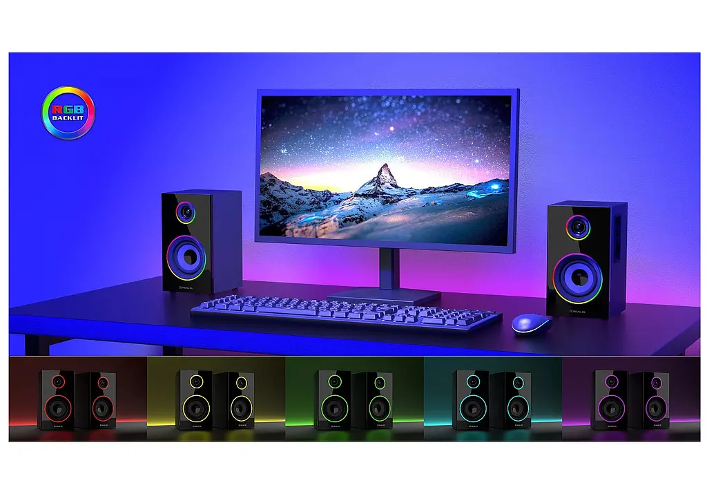 Компьютерные колонки 2.0 REAL-EL RS415 20Вт RGB Bluetooth Black - фото 9