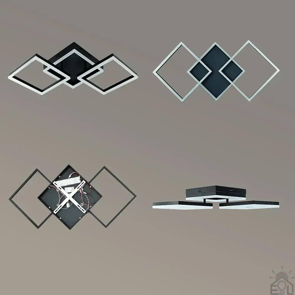 Смарт люстра керована світлодіодна SQUARE 3S 90 Вт 887x420x135 мм Чорна ESLLSE - фото 5