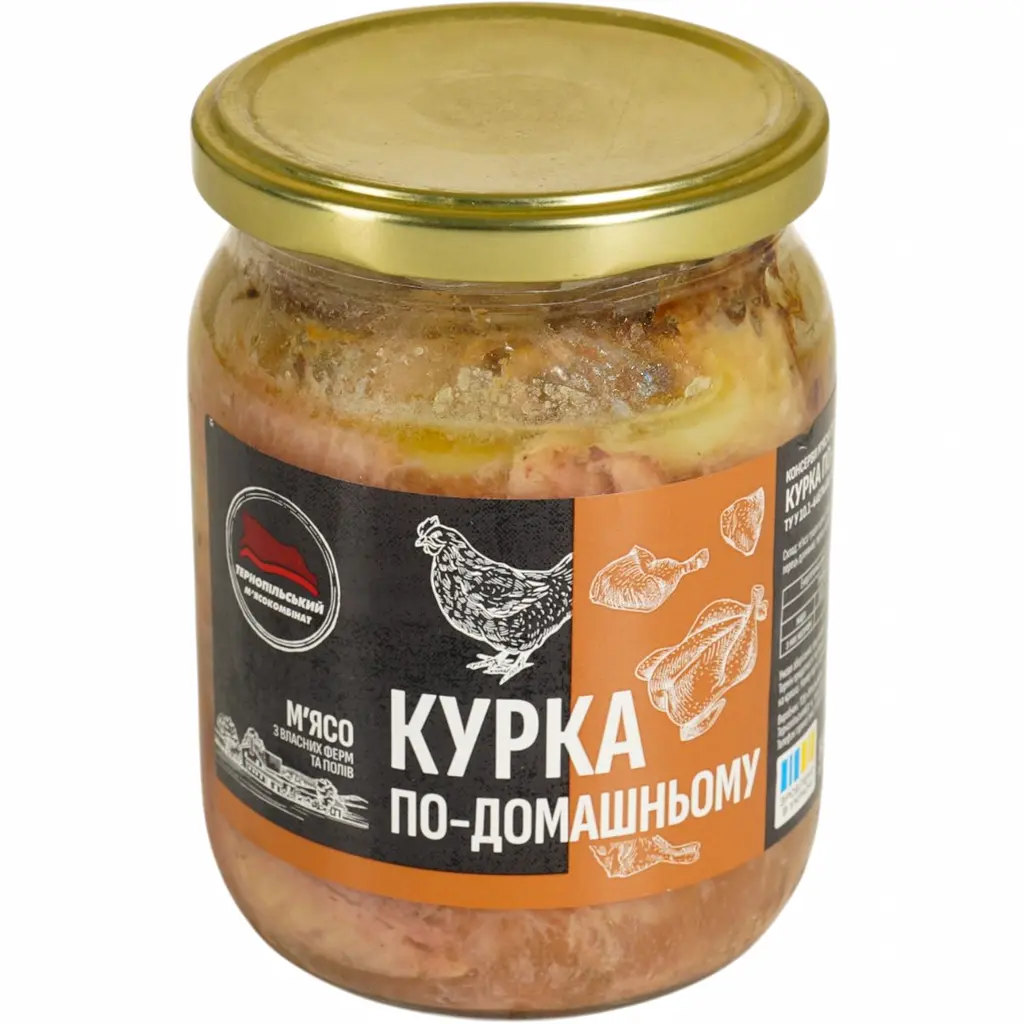 Консерва Тернопільський м'ясокомбінат Курка по-домашньому склобанка 500 г - фото 2