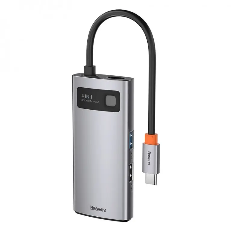 Usb Hub Baseus Metal Gleam Series 4-in-1 Multifunctional Type-C Серый (CAHub-CY0G) - фото 5