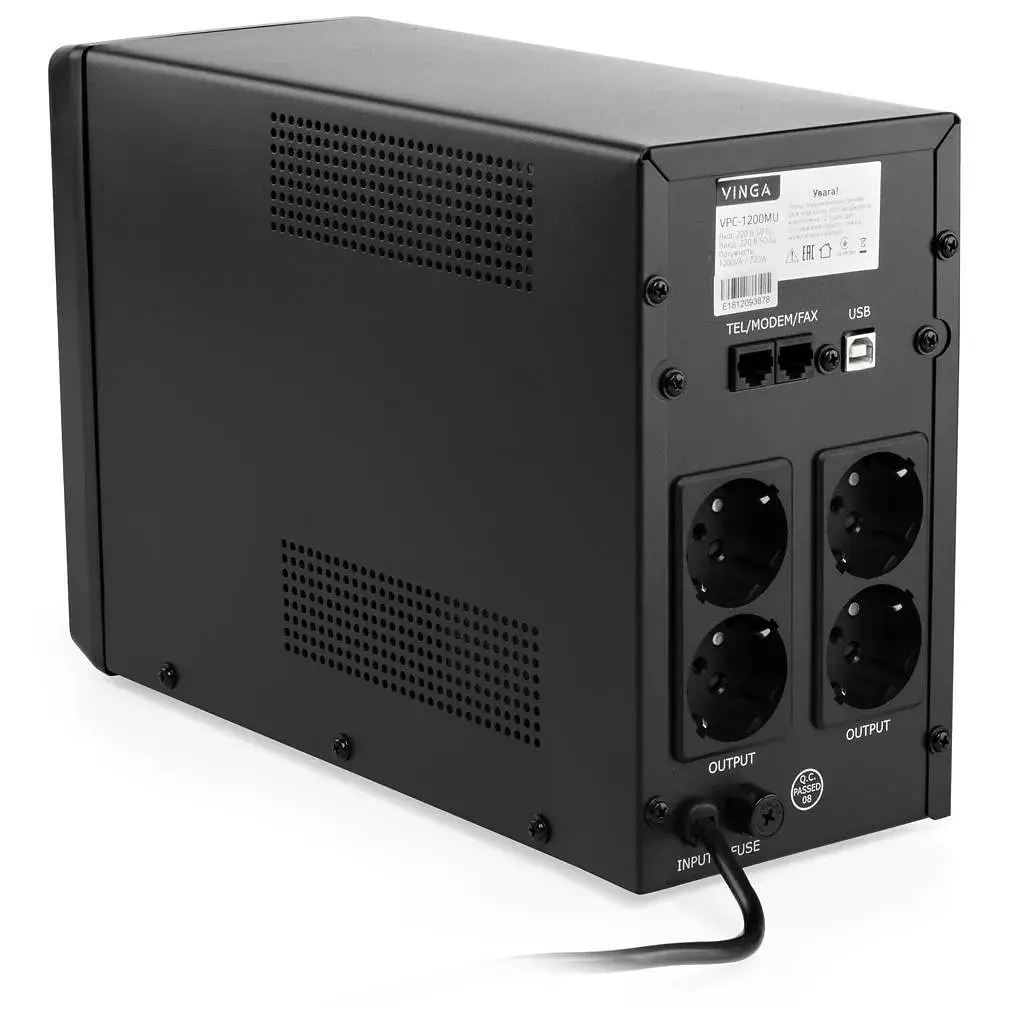 Пристрій безперебійного живлення Vinga LCD 1200VA metal case with USB (VPC-1200MU) - фото 5