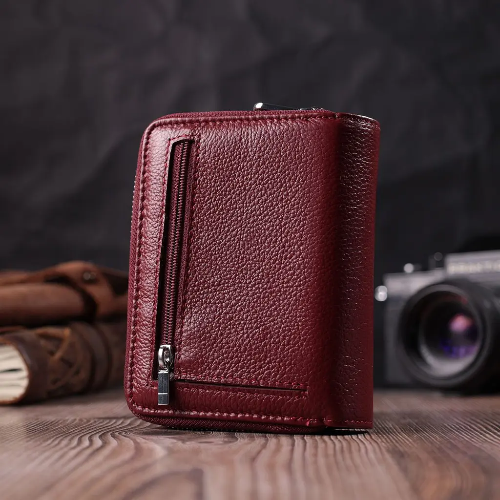 Жіночий гаманець середнього розміру з натуральної шкіри ST Leather 22551 бордовий - фото 10