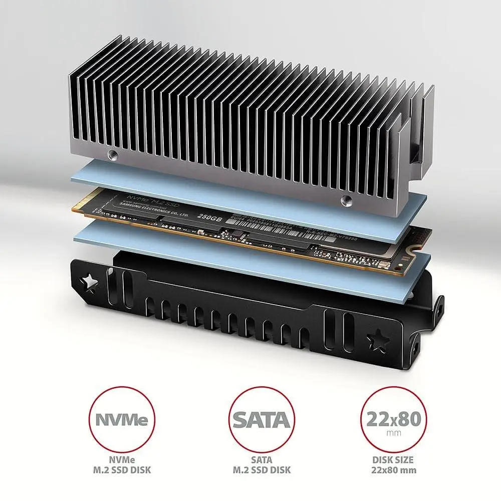 Радиатор з пасивним охолодженням для накопичувачив AXAGON CLR-M2XT heatsink for M.2 SSD - фото 3