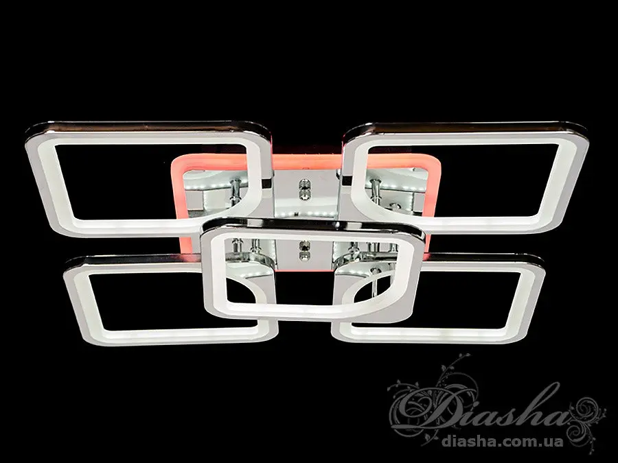 Люстра стельова LED Diasha 8060/4+1HR, 150W, 4100K, сріблястий метал, сучасний стиль для вітальні - фото 3