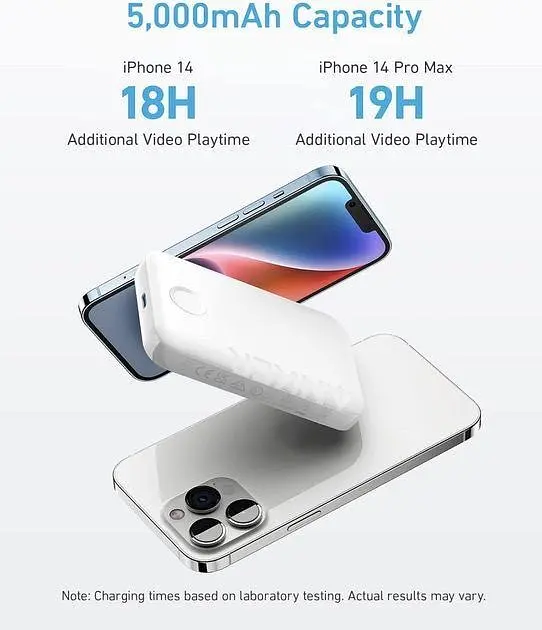 Магнитная батарея Anker MagGo 321 Magnetic Magsafe Powerbank 5000 mAh Повербанк с беспроводной зарядкой белый - фото 4