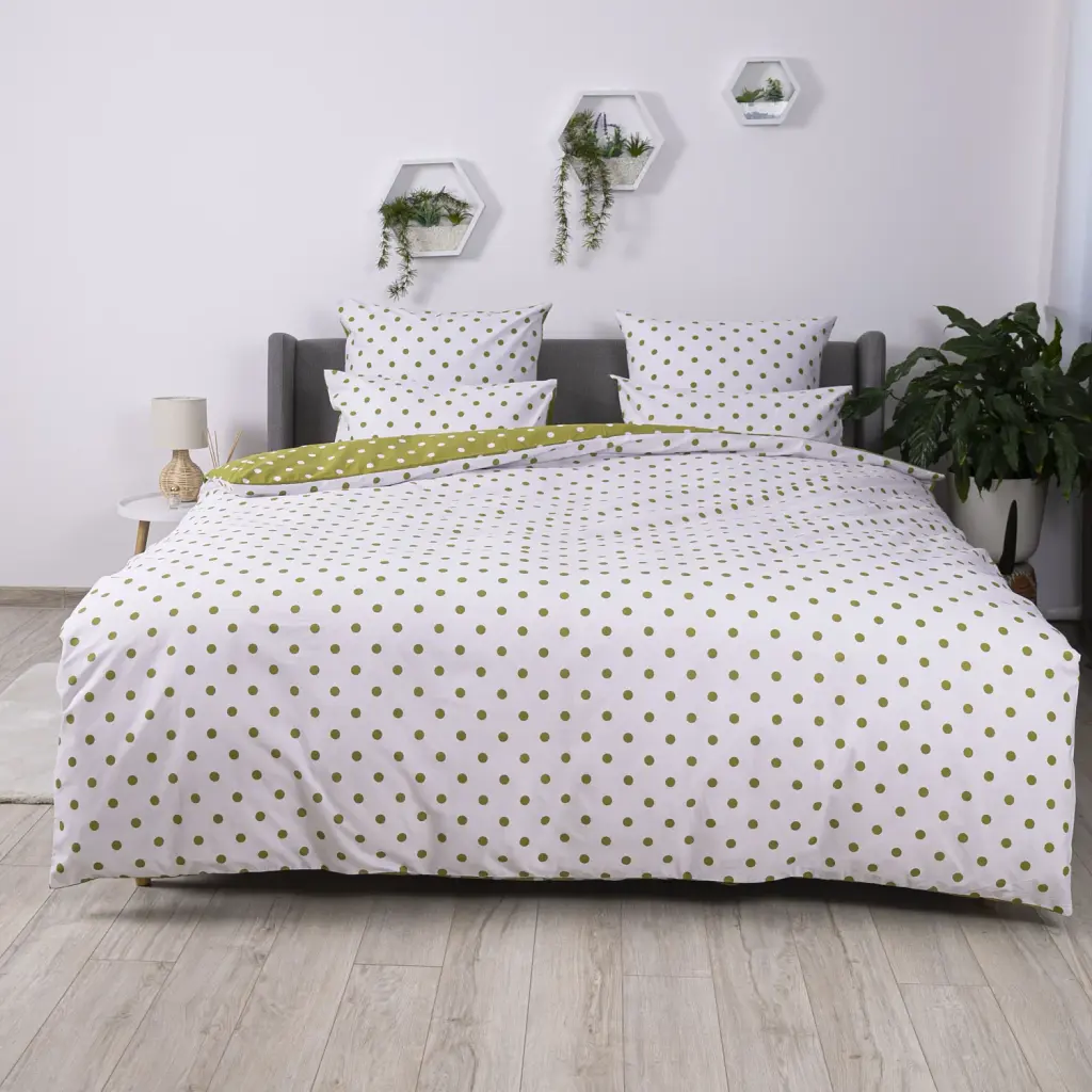 Комплект постільної білизни ТЕП Olive Dots 70x70 полуторний оливковий - фото 2