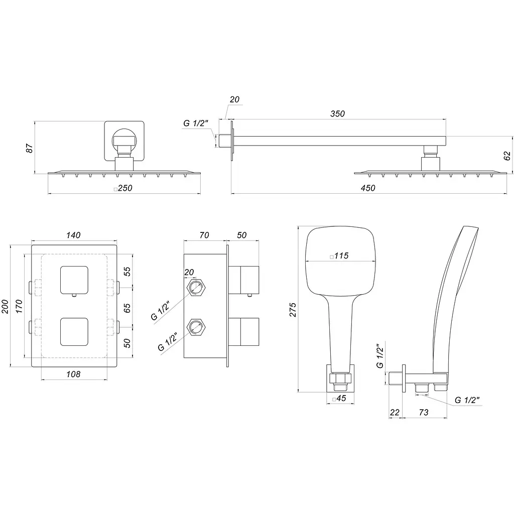 Душова система Globus Lux Smart GLM-405-BB-TT, Чорний матовий - фото 3
