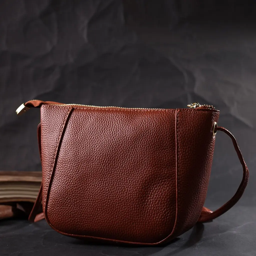 Невелика сумка жіноча через плече з натуральної шкіри Vintage 22300 коричнева - фото 8